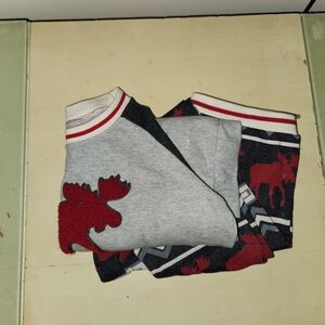 Lazy One Kids Pajama Set - Gray and Red